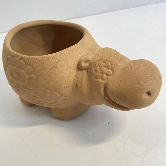 Vintage Ceramic Hippy Hippo Planter with Floral Embossed Design - Picture 10 of 13